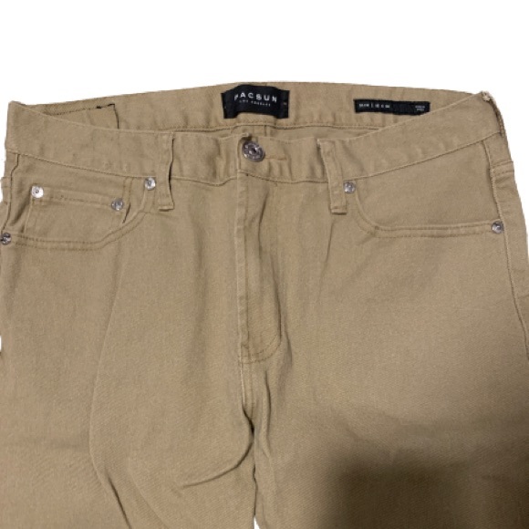 PACSUN MENS Slim Khaki Jeans Sz 32x34 - Picture 4 of 6